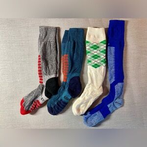 4x Pairs Men’s Large Ski Snowboard Winter Socks: Burton, Thorlo, and EuroS